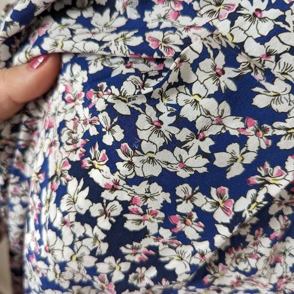 Zadig & Voltaire blue white Begonia floral silk Relic black lace trim maxi dress - Picture 6 of 7